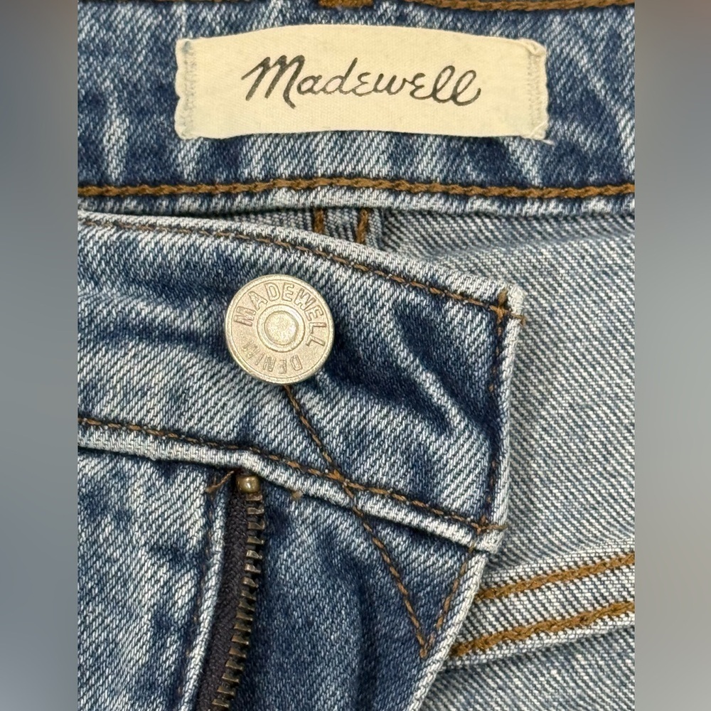 Madewell Womens Distressed Straight-Leg Blue Jeans Size 31 - Picture 8 of 12